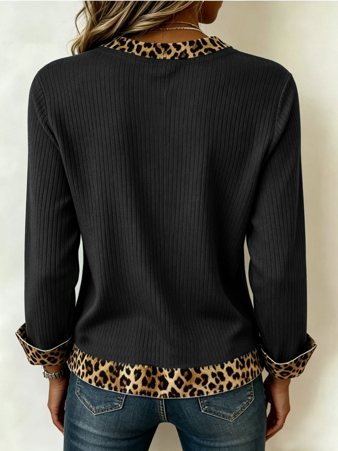 Lillian | Animal-Trimmed V-Neck Top