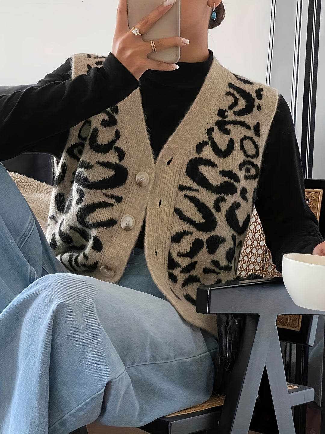 Thea | Patterned Button-Front Vest