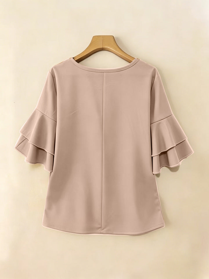 Karen | Flared-Sleeve Pleated Blouse