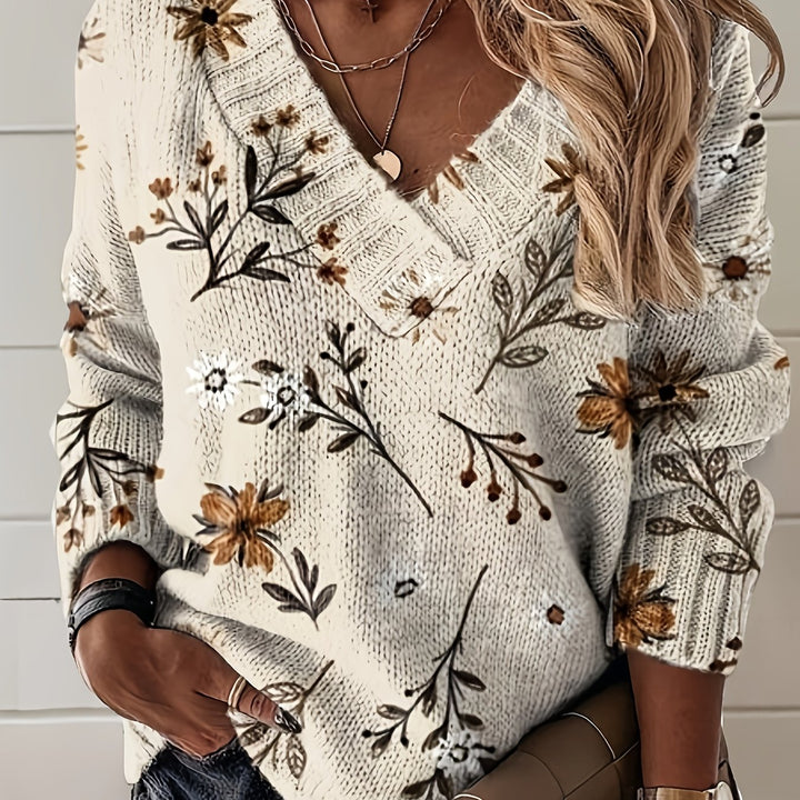 Ainsley | Floral V-Neck Sweater