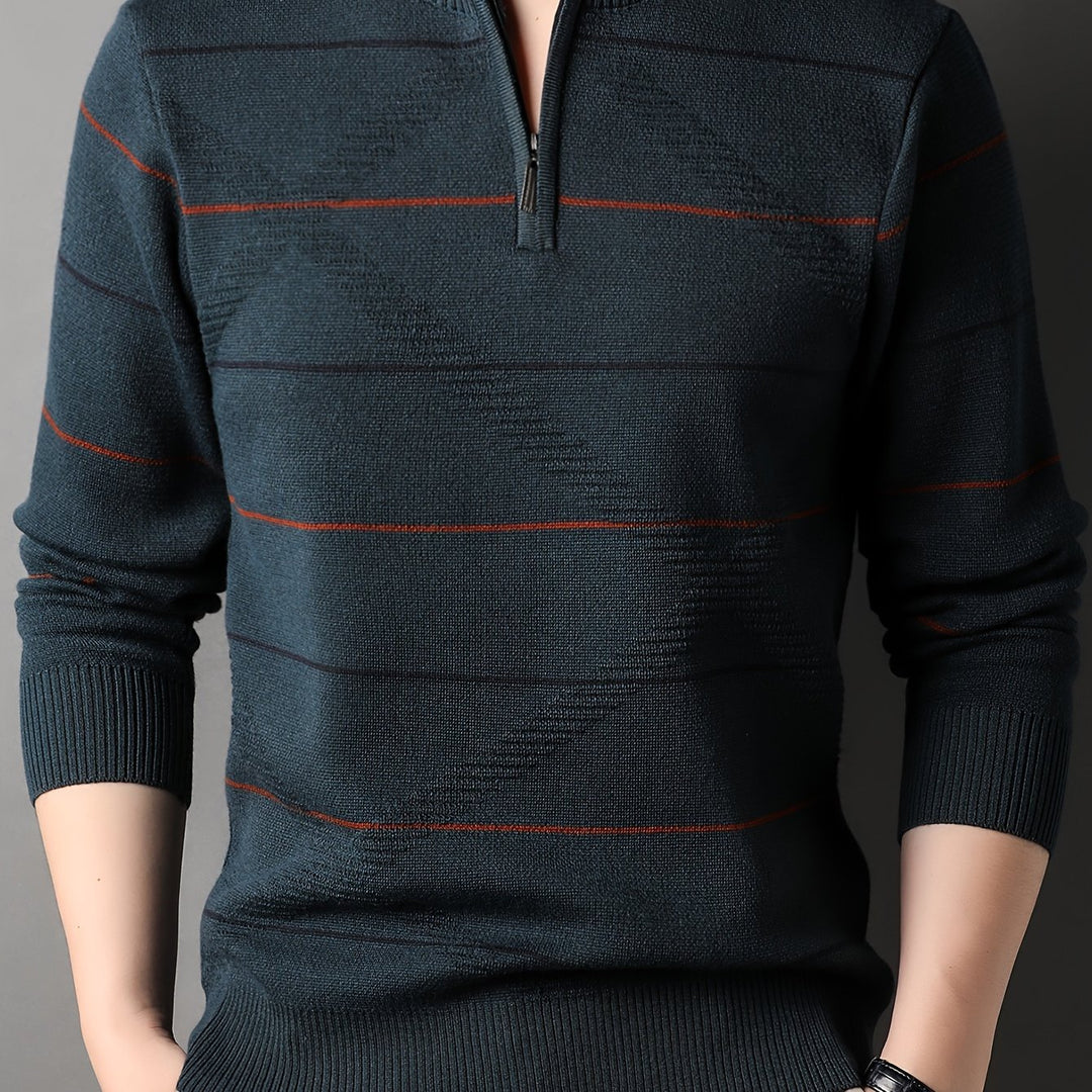 Garrick | Refined Striped Zip-Neck Sweater