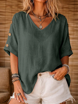 Rosanna | Relaxed Button-Sleeve Blouse