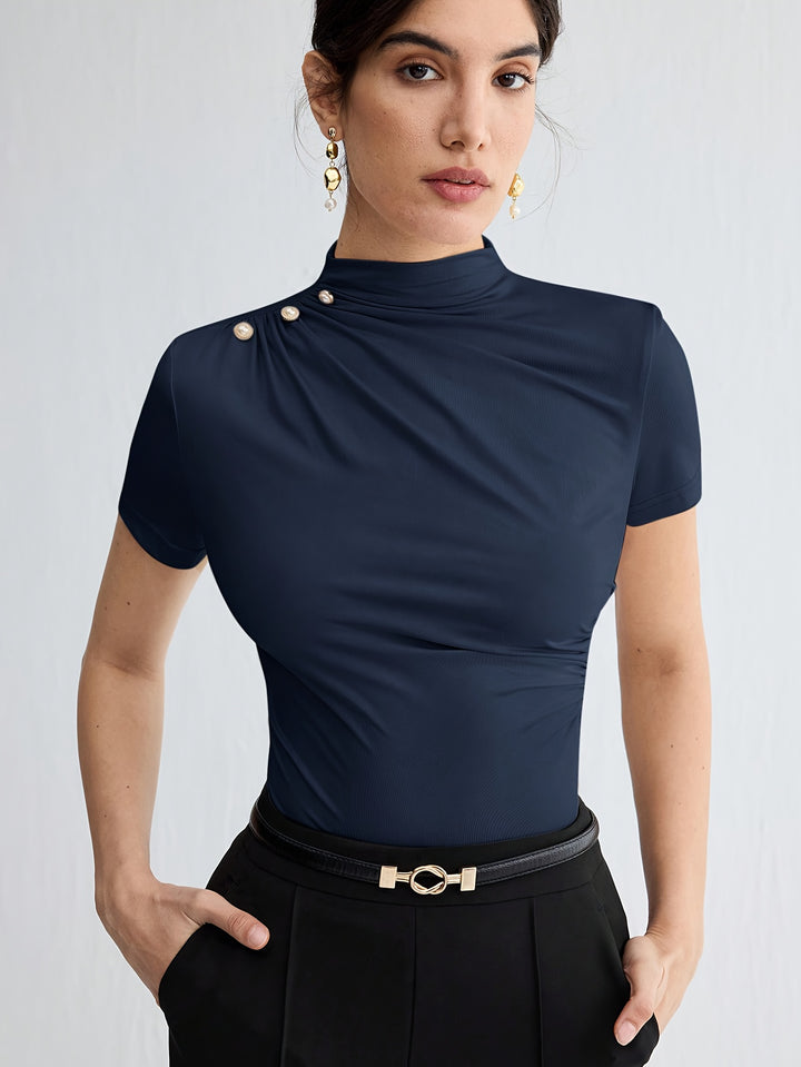 Sienna | Mock Neck Short-Sleeve Top