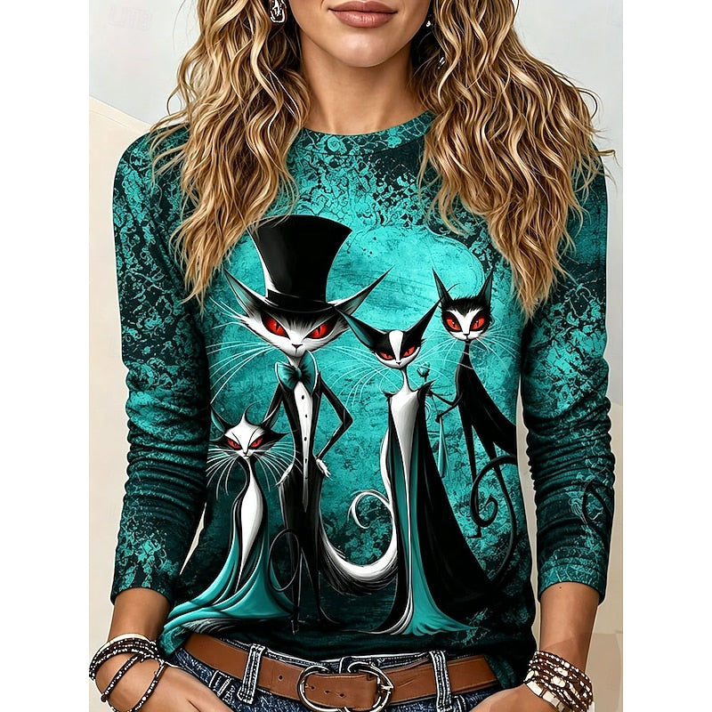 Katherine | Halloween Gothic Graphic Long-Sleeve Top