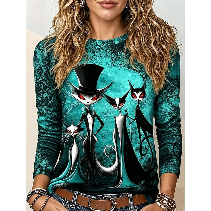 Katherine | Halloween Gothic Graphic Long-Sleeve Top
