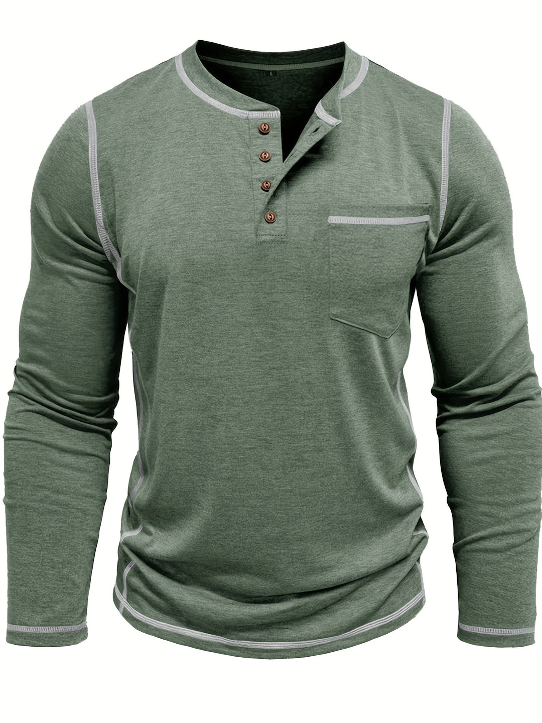 Reuben | Contrast-Stitch Long Sleeve Henley