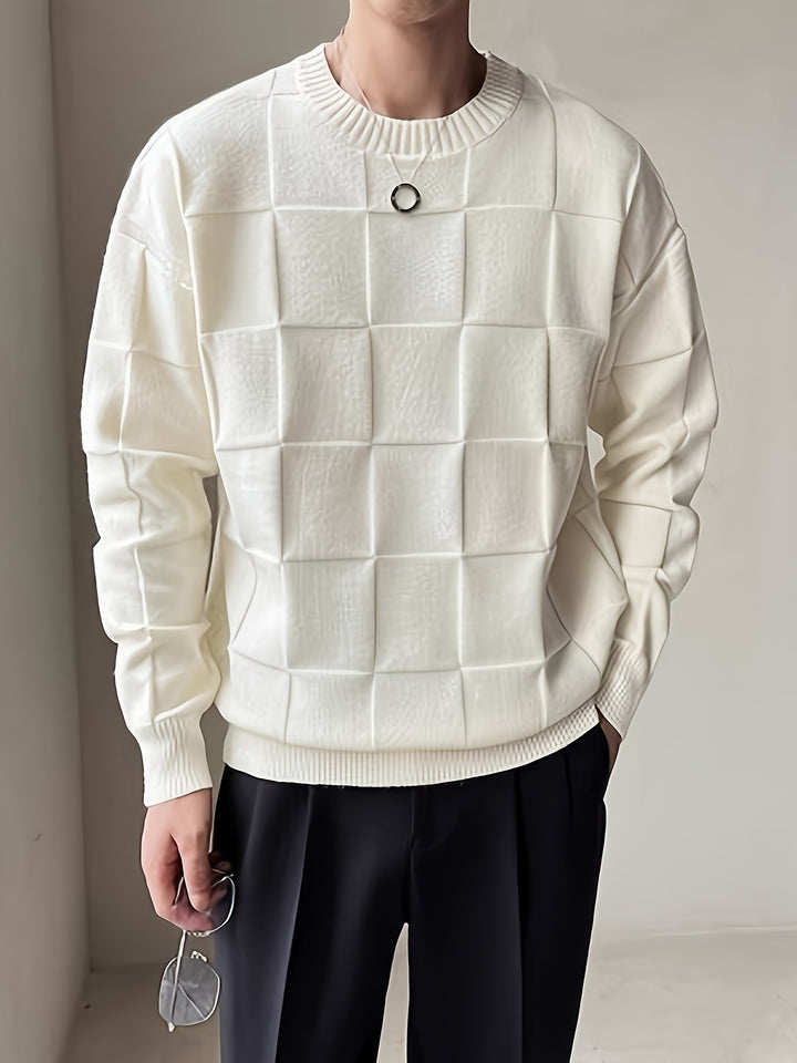 Sullivan | Textured Check Crewneck Sweater