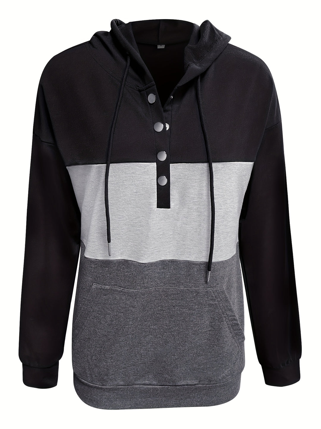 Melanie | Color Block Button-Neck Hoodie