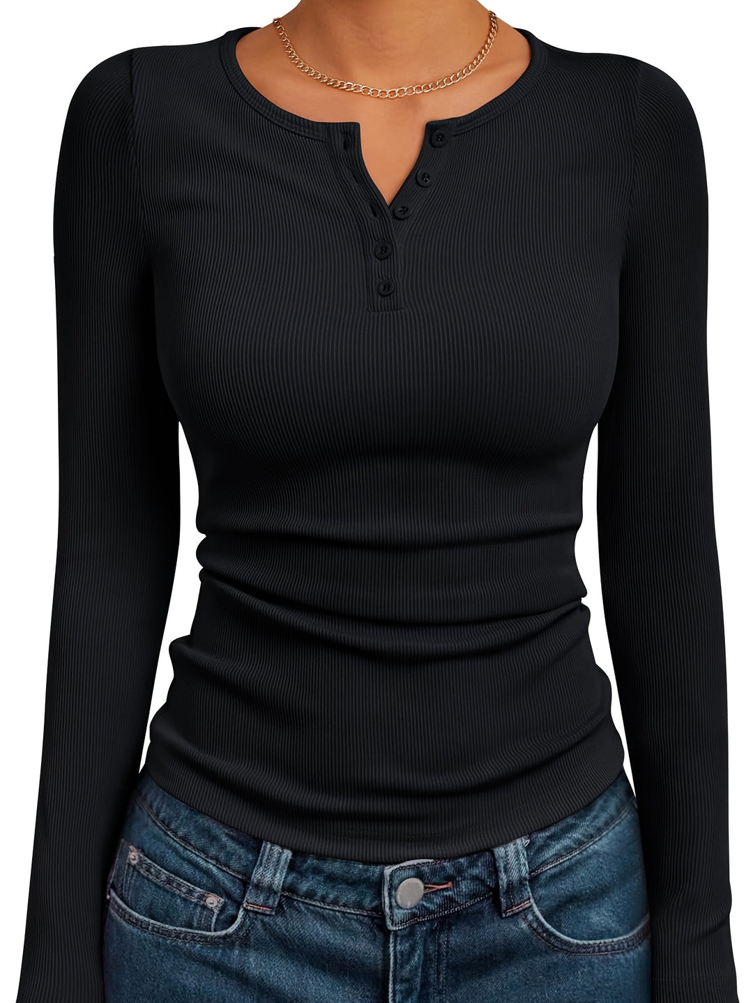 Ivy | Fitted Button Henley Top