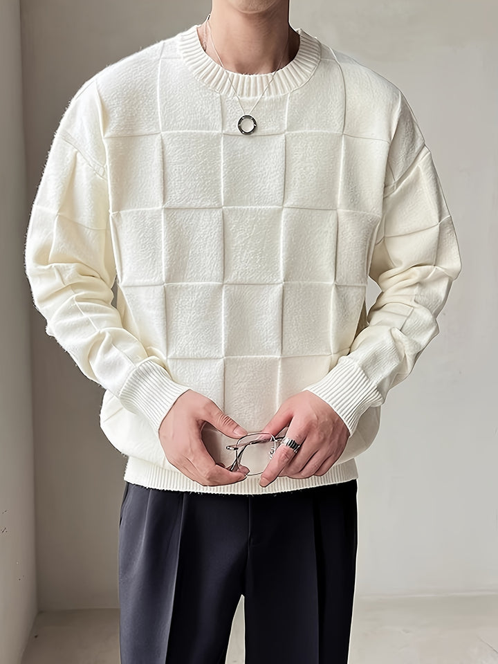 Sullivan | Textured Check Crewneck Sweater