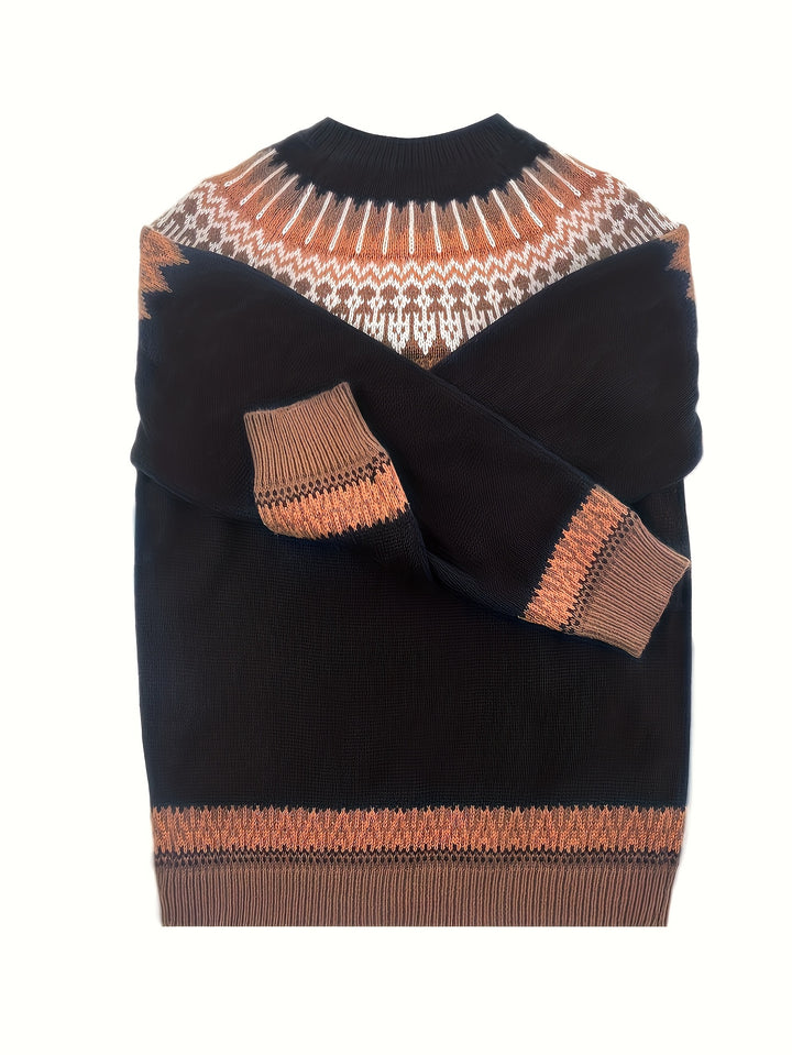 Brenna | Chunky Jacquard Round Neck Sweater