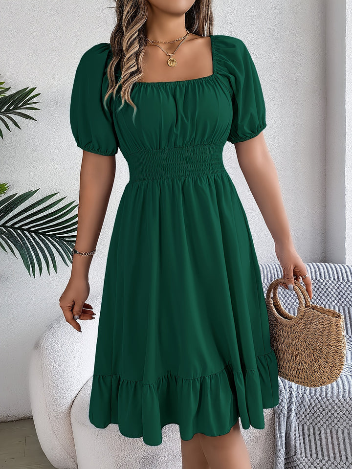 Whitney | Square Neck Ruffled A-Line Dress