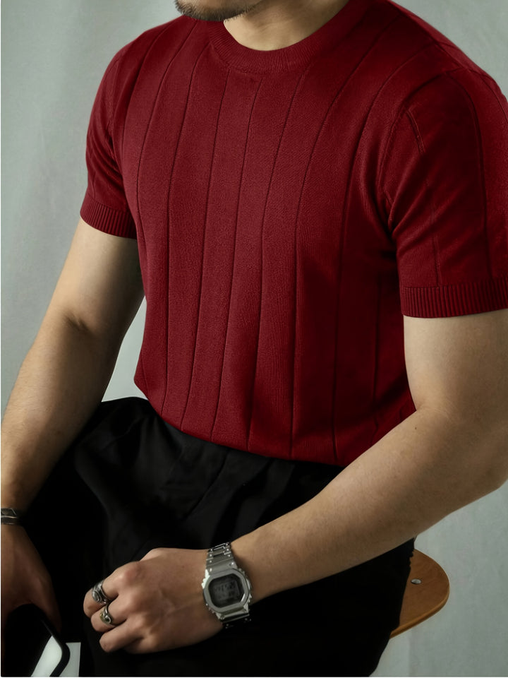 Trevor | Ribbed Short-Sleeve Knit Top