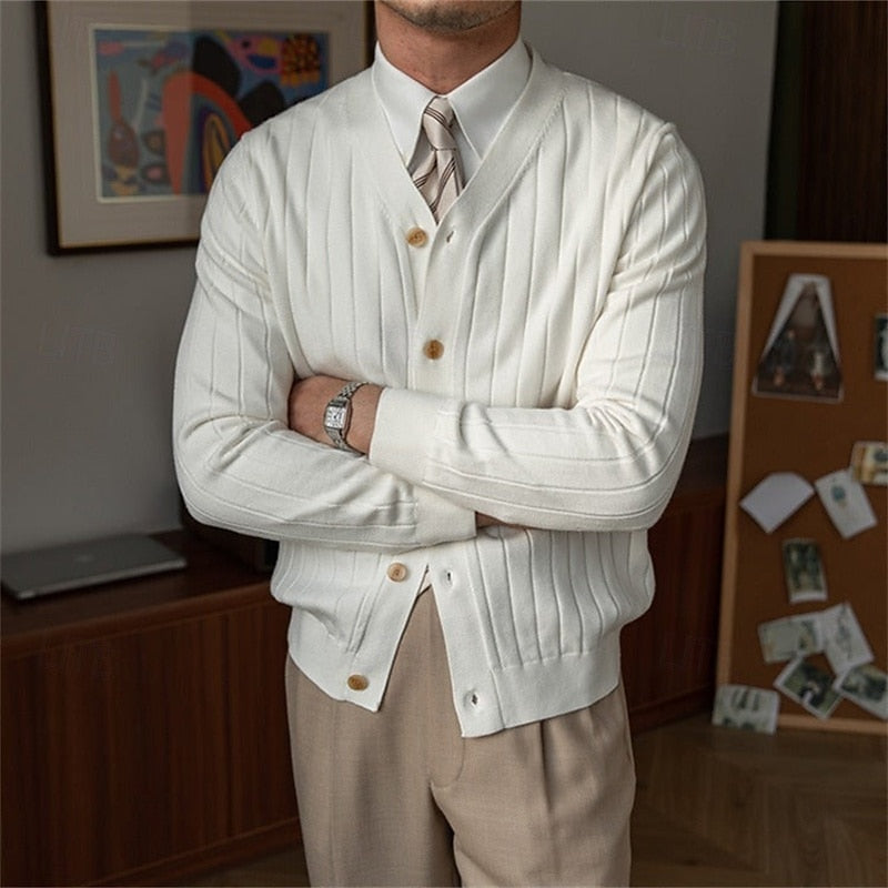 Vincent | Ribbed V-Neck Button Cardigan