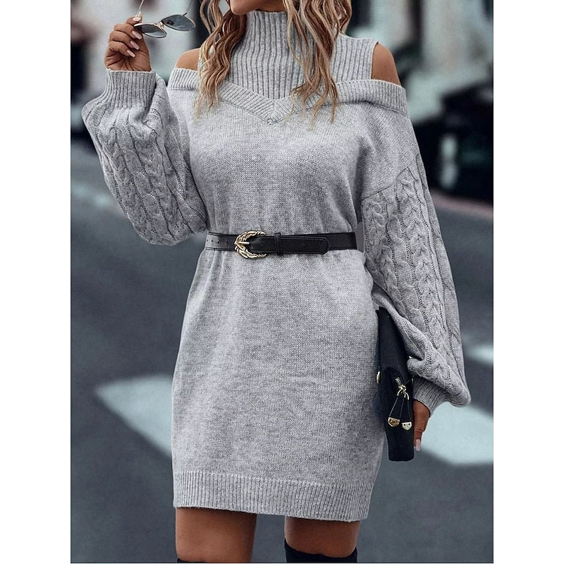 Winifred | Cold-Shoulder Turtleneck Sweater Dress