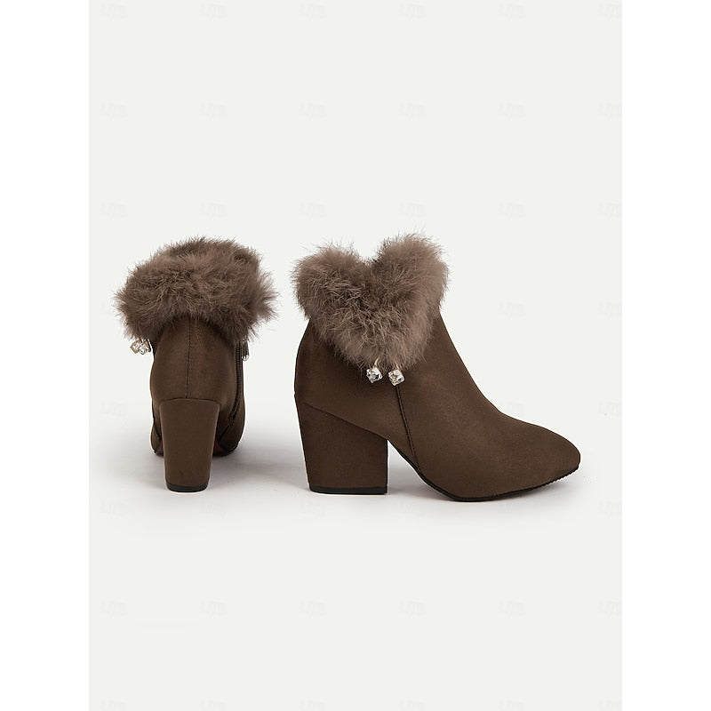 Claire | Fur-Trimmed Block Heel Ankle Boots