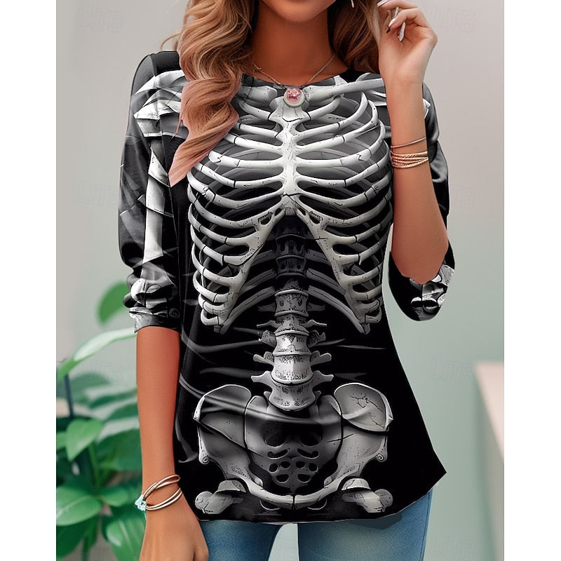 Iris | Halloween Skeleton Long-Sleeve Top