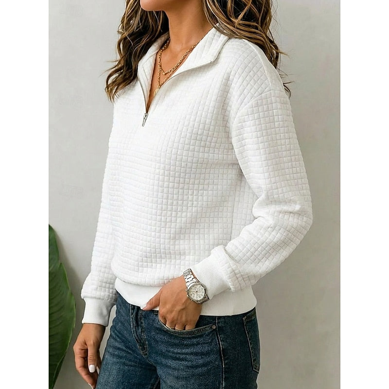 Annette | Textured Quarter-Zip Pullover
