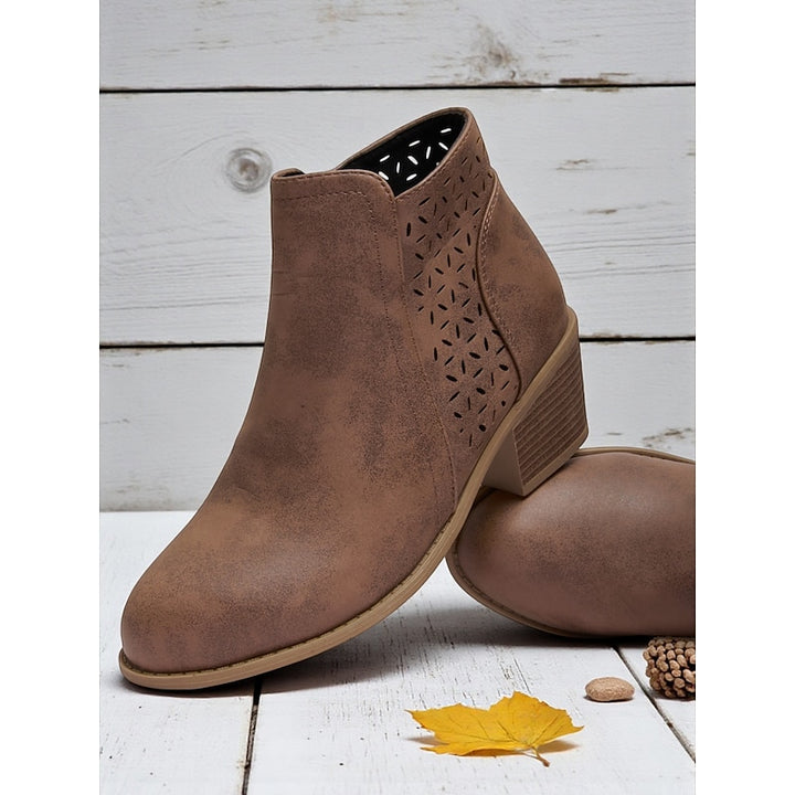 Hollis | Cutout Low-Heel Ankle Boots