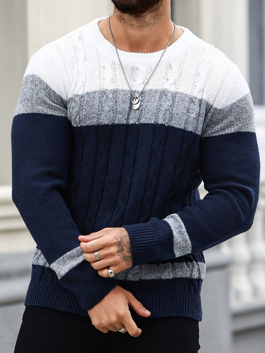 Ethan | Color Block Knit Sweater