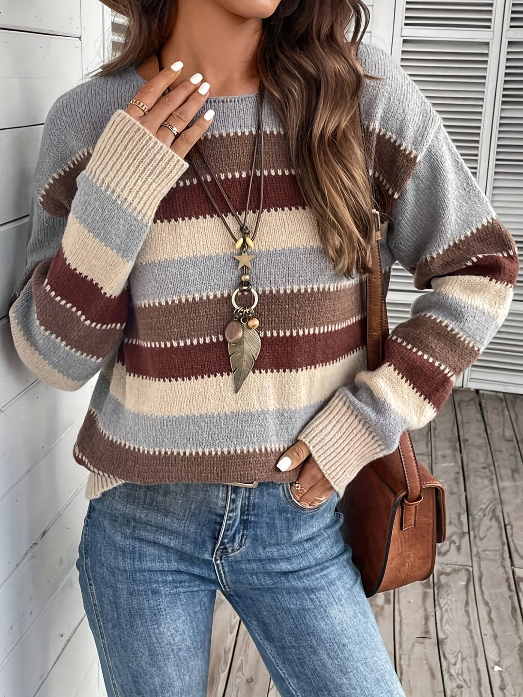Maren | Cozy Striped Round-Neck Sweater