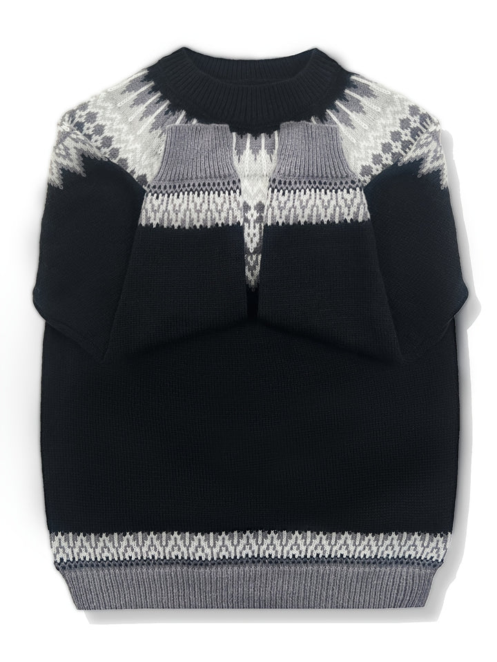 Brenna | Chunky Jacquard Round Neck Sweater