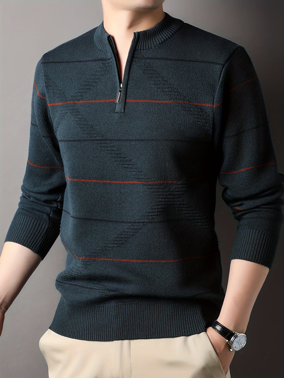 Garrick | Refined Striped Zip-Neck Sweater