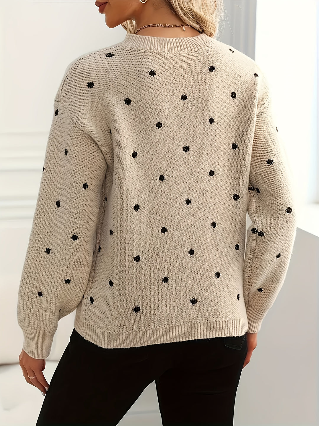 Isabel | Polka Dot Crew Neck Sweater