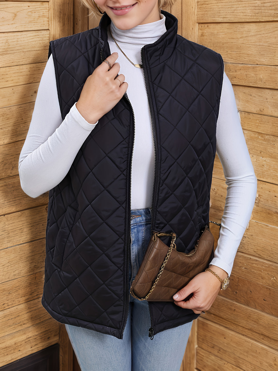 Eileen | Diamond-Quilted Longline Vest