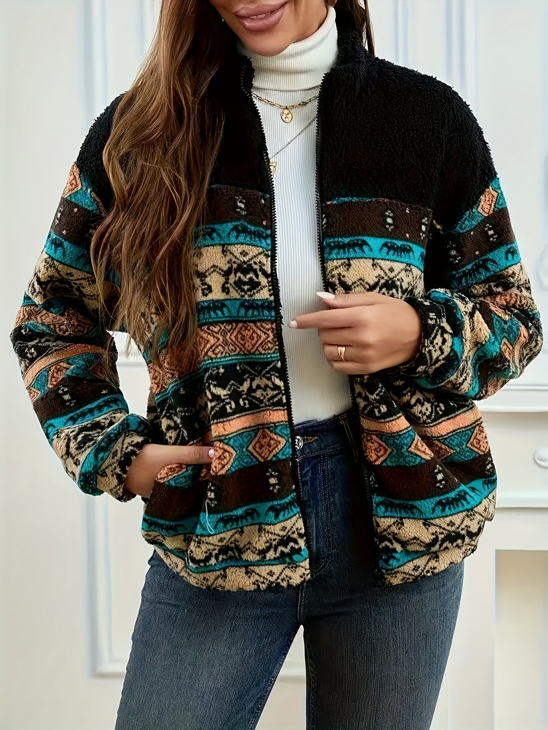 Maisie | Patterned Zip Jacket