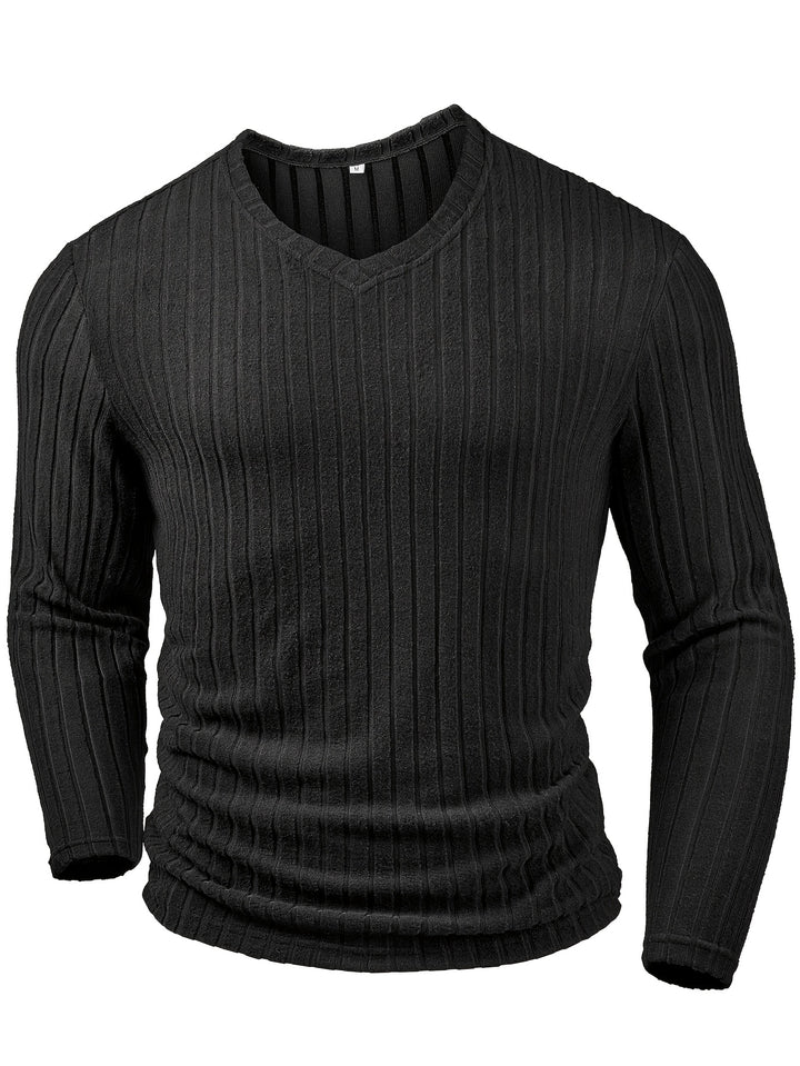 Xavier | Ribbed V-Neck Long Sleeve Top