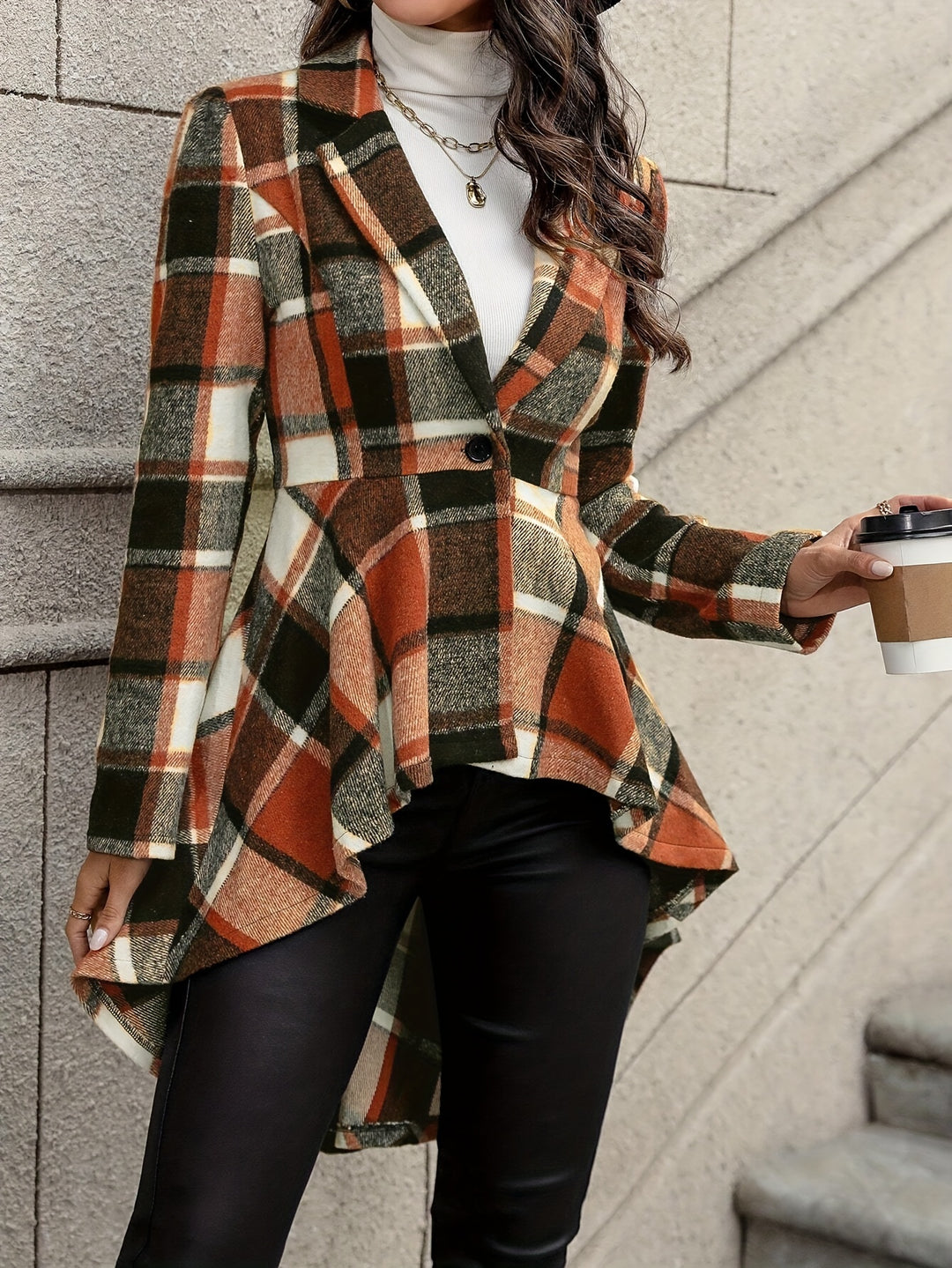 Adele | Draped Plaid Jacket