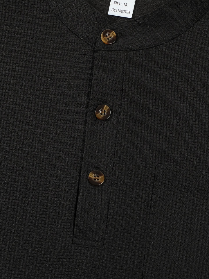 Jonathan | Textured Long Sleeve Henley Shirt