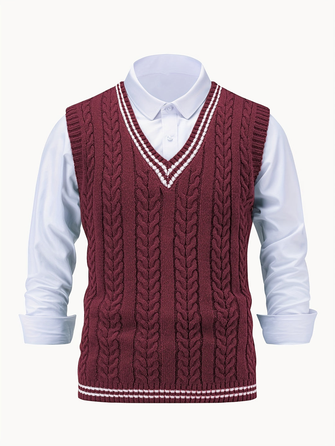 Gideon | Cable-Knit V-Neck Sweater Vest