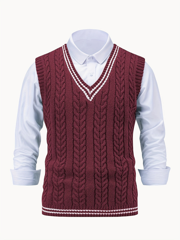 Gideon | Cable-Knit V-Neck Sweater Vest