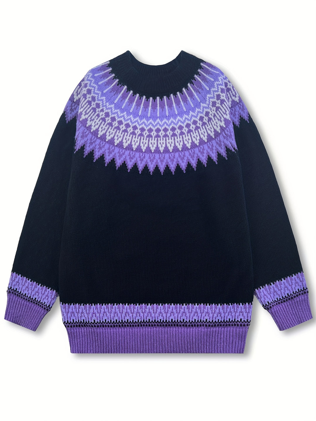 Brenna | Chunky Jacquard Round Neck Sweater