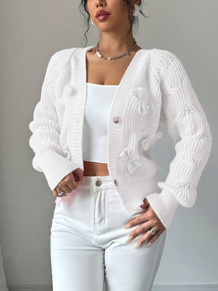 Juniper | Soft Bow-Detail Long Sleeve Cardigan