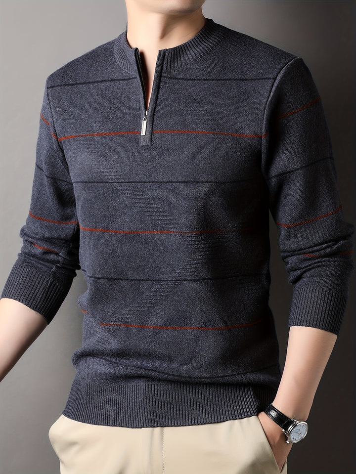 Garrick | Refined Striped Zip-Neck Sweater