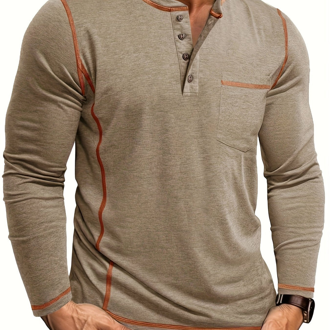 Reuben | Contrast-Stitch Long Sleeve Henley