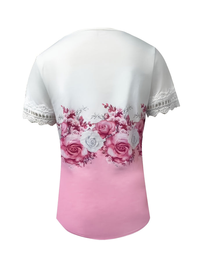 Renee | Lace-Trimmed Floral Top