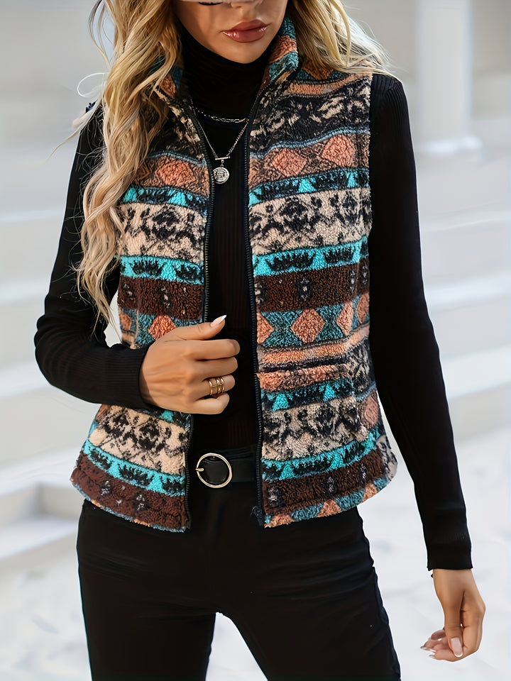 Elowen | Patterned Zip-Up Vest