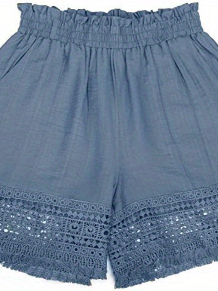 Rosemary | Lace-Trim Paper Bag Shorts