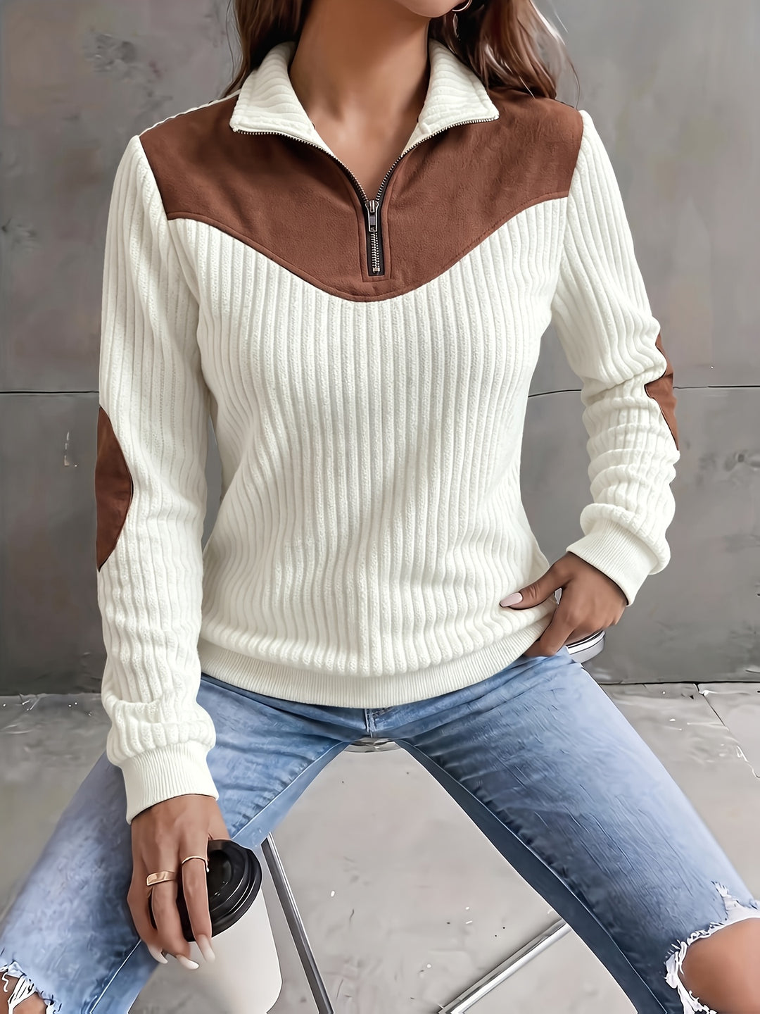 Lucinda | Ribbed Quarter-Zip Pullover