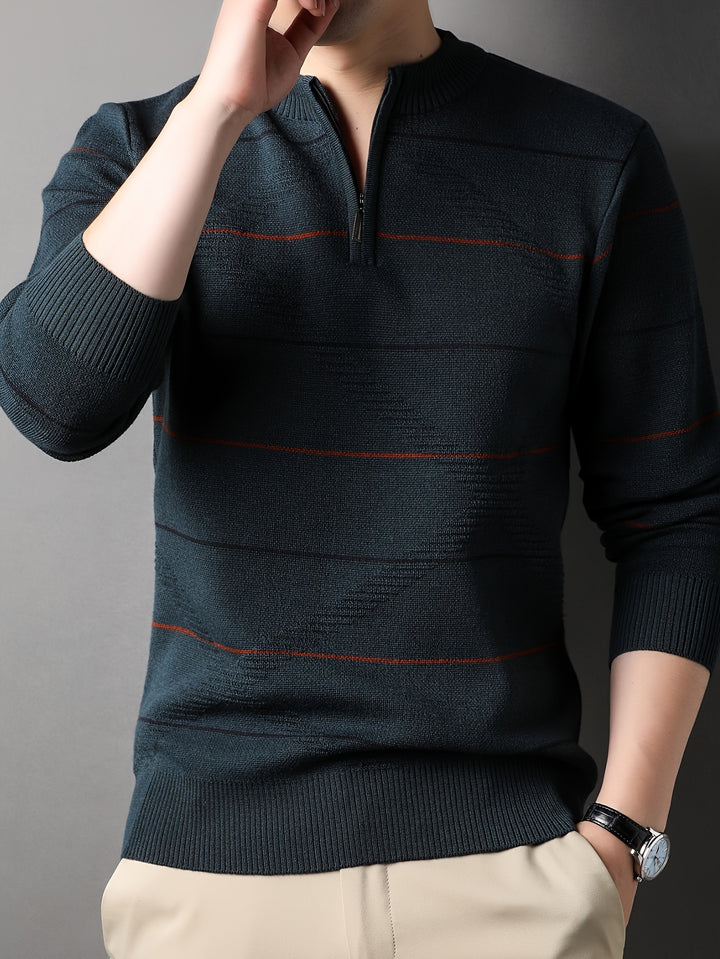 Garrick | Refined Striped Zip-Neck Sweater