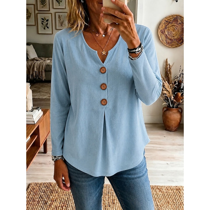 Katherine | Buttoned V-Neck Top