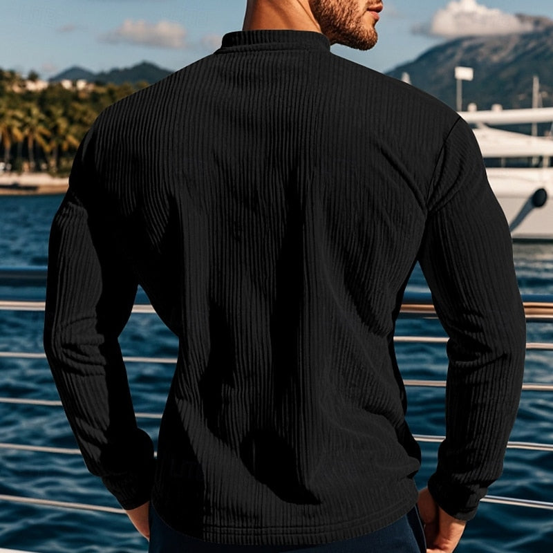 Elias | Ribbed Long Sleeve Henley Shirt