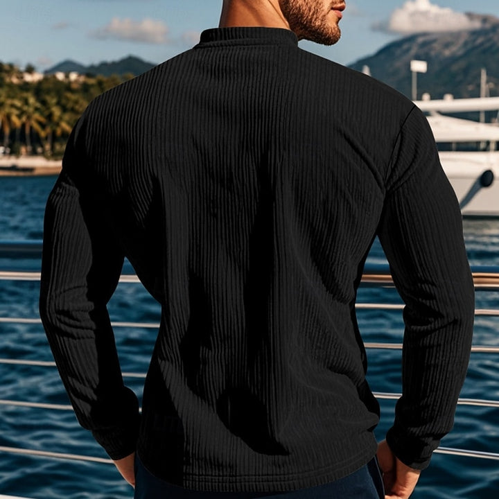 Elias | Ribbed Long Sleeve Henley Shirt
