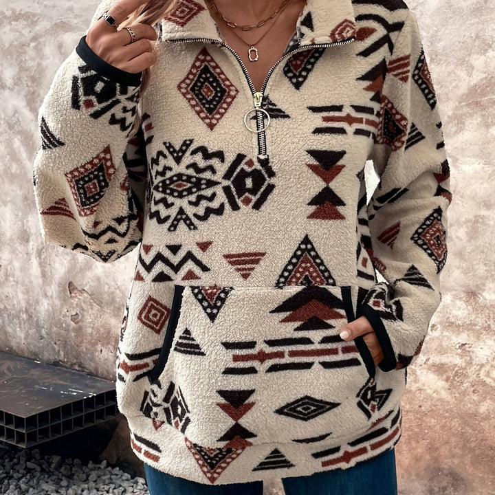 Tabitha | Aztec-Print Quarter-Zip Pullover