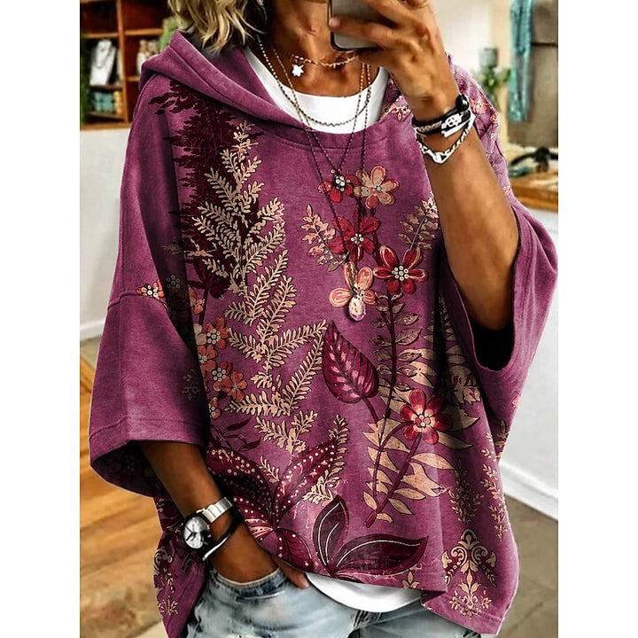 Roberta | Floral Hooded Pullover Hoodie