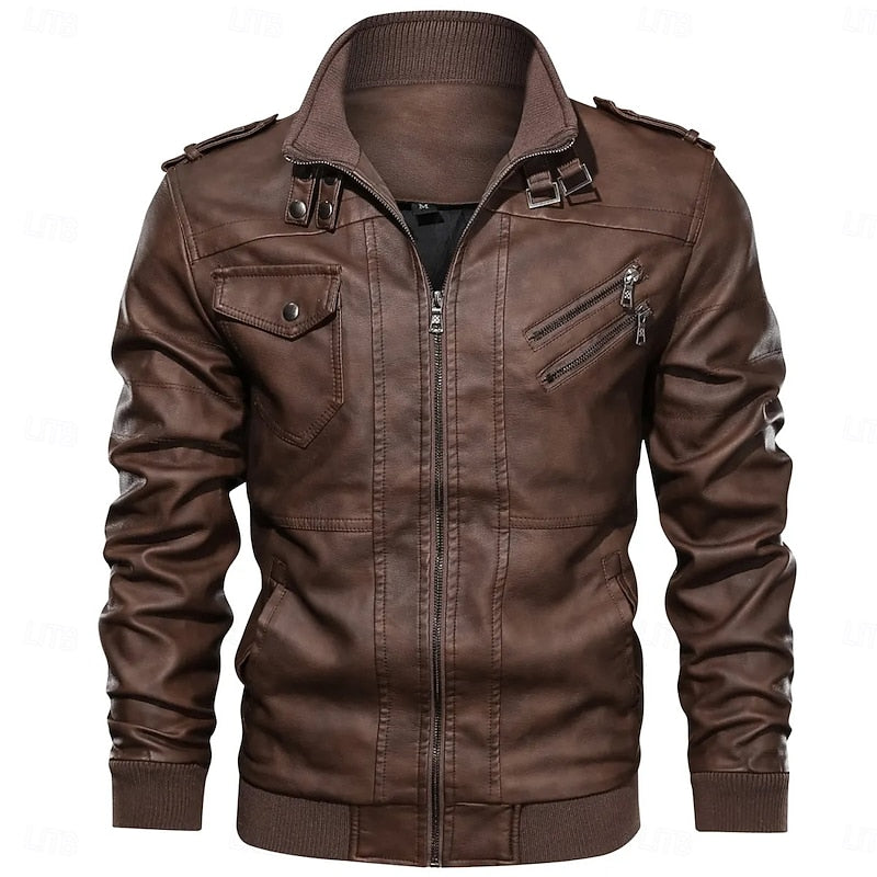 Franklin | Rugged Stand-Collar Biker Jacket